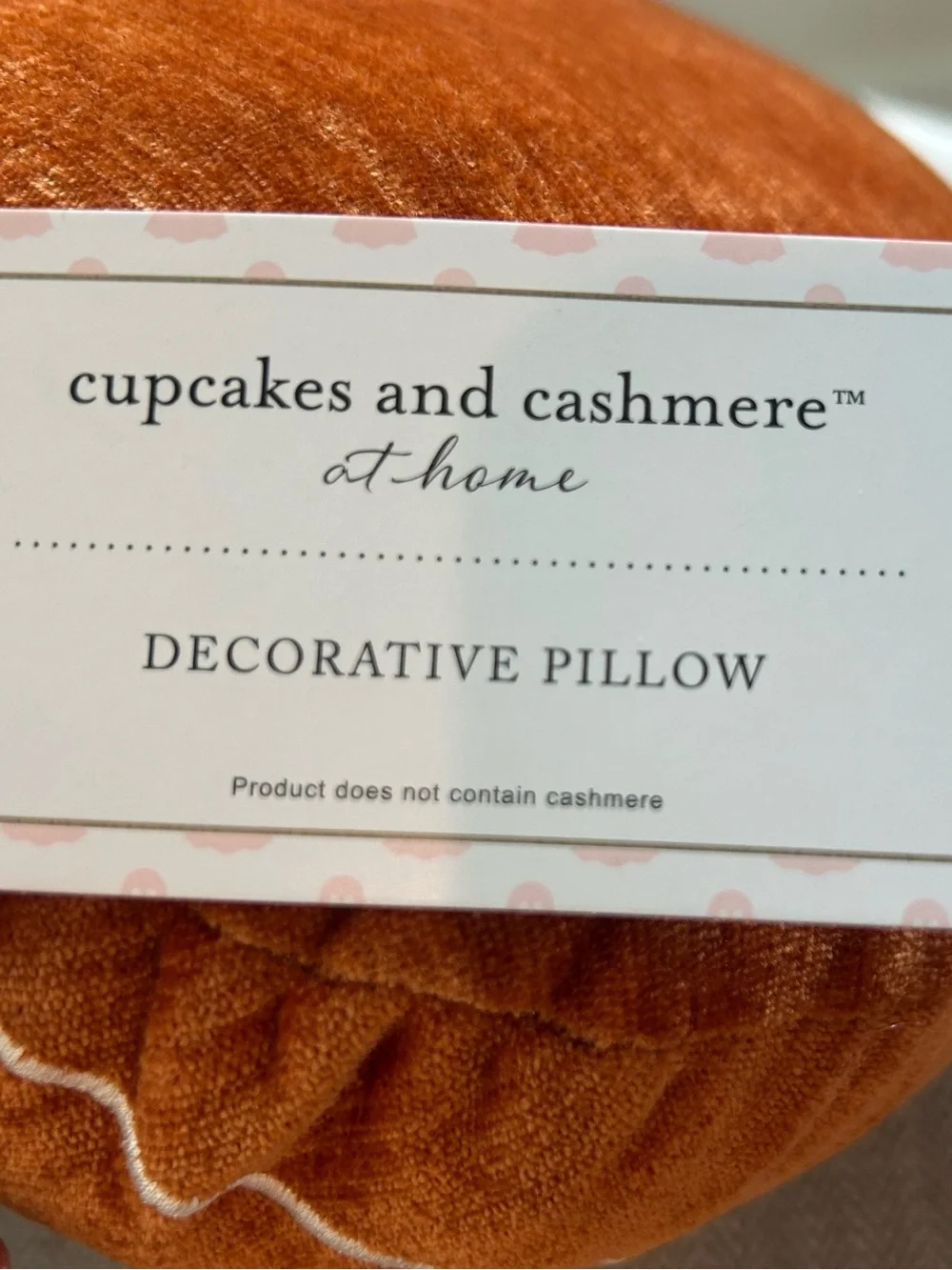 “New” Cupcakes & Cashmere Orange Jack-o-lantern Pillow with Black Stem
